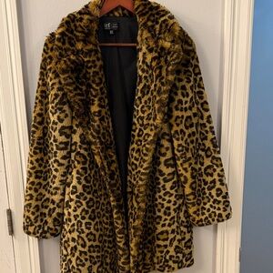 Zara Leopard Print Teddy Jacket